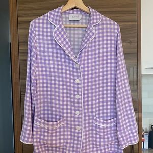 Sleeper Pajamas in Gingham Check Lavender Color Size XS